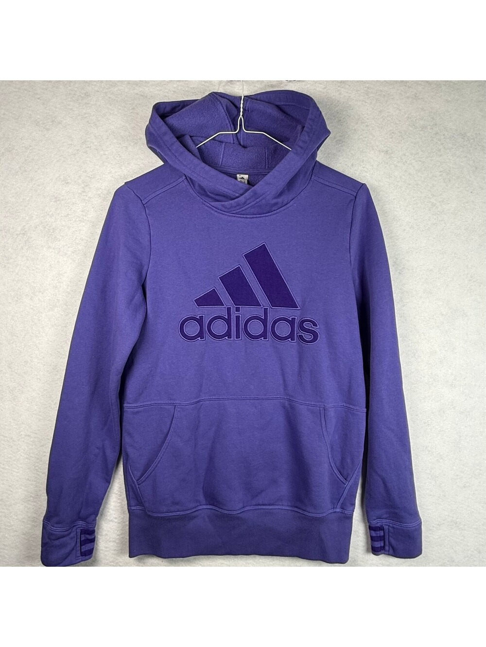 Adidas Badge of Sport Women's Essential Fleece Purple Pullover Hoodie Small
